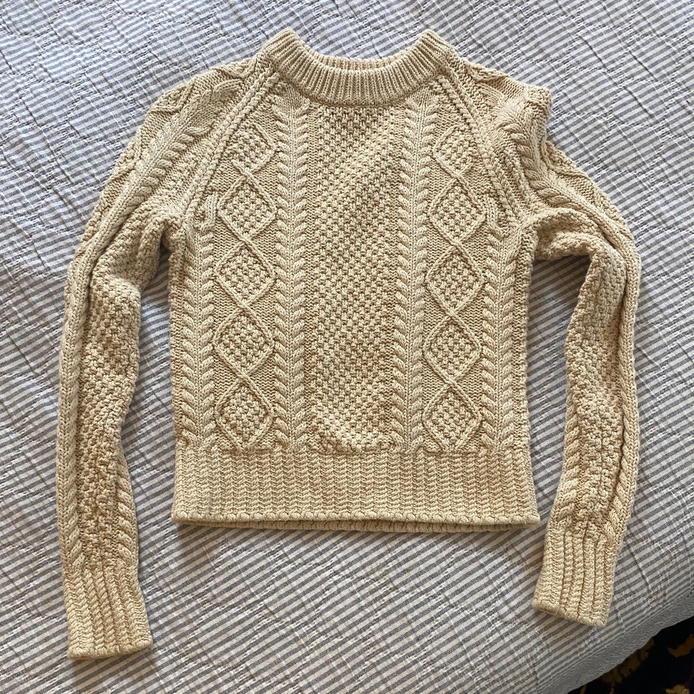 LL Bean Womens xxs fisherman cable knit sweater